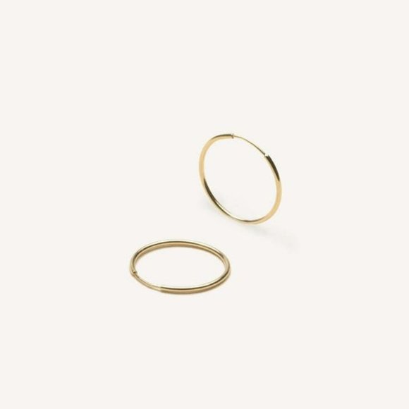 14K Gold Filled Minimalist Earrings, Lightweight Endless Hoops 50mm or 65 mm - Picture 2 of 4